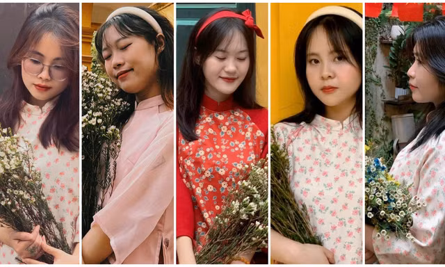 Sinh viên khoa Văn 'bắt trend' diện áo dài check in đón Xuân sớm với niềm tự hào Tết cổ truyền dân tộc
