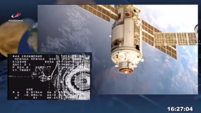 Hình ảnh mô-đun Nauka khi khớp nối với ISS hôm 29/7. (Ảnh: Roscosmos) 
