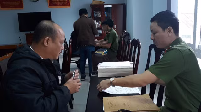 Đối tượng Trương Thanh Tùng tại cơ quan điều tra.