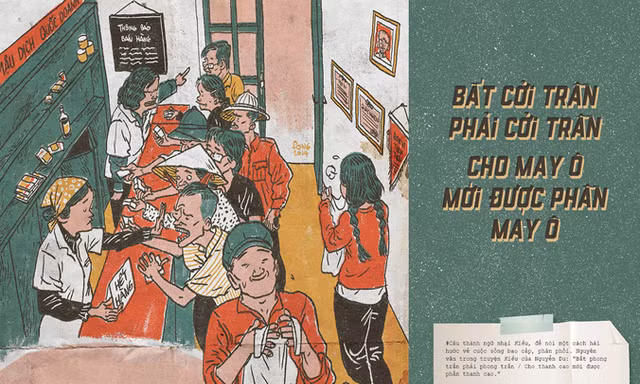 Họa sĩ Thành Phong và trang trong sách Thương nhớ thời bao cấp. Ảnh: Hương Xuân.