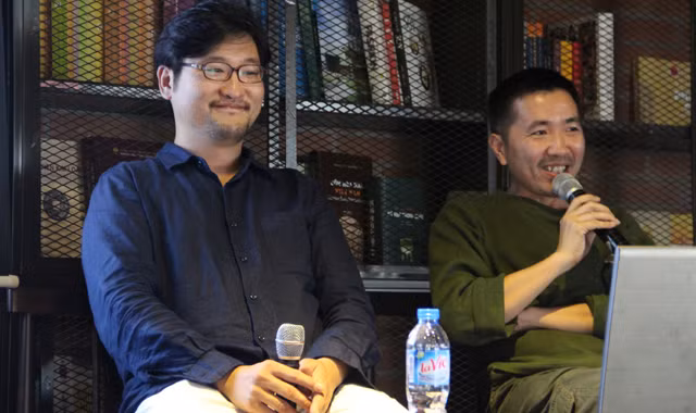 Các nghệ sỹ Yun Woo Choi (trái) và Trần Trọng Vũ.