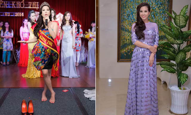 Hoa hậu Thu Hoài đi chân trần diễn catwalk