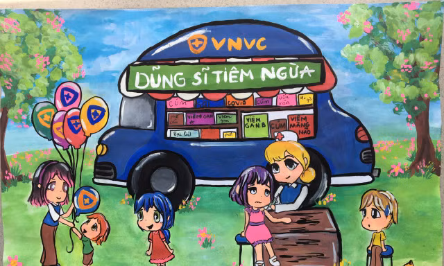 Ấn tượng với hàng nghìn bức vẽ sáng tạo dũng sĩ vắc xin