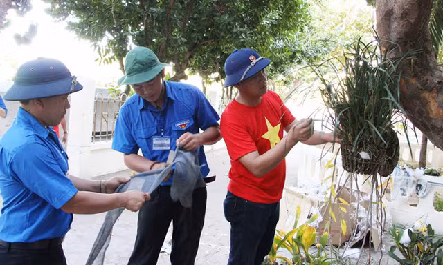 Các gương mặt trẻ Việt Nam tiêu biểu trồng lan trên đảo Trường Sa.
