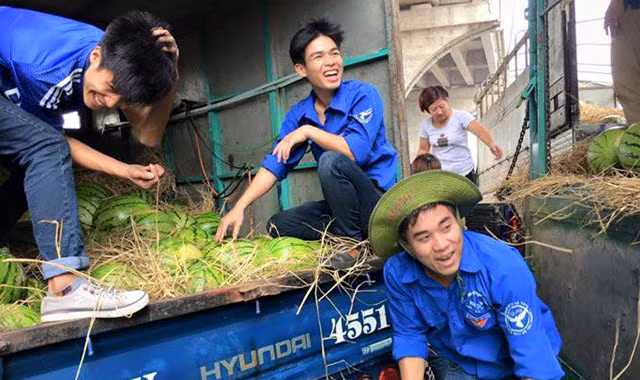 Bán dưa giúp nông dân Quảng Ngãi là một hoạt động có ý nghĩa sâu sắc đối với bạn trẻ.