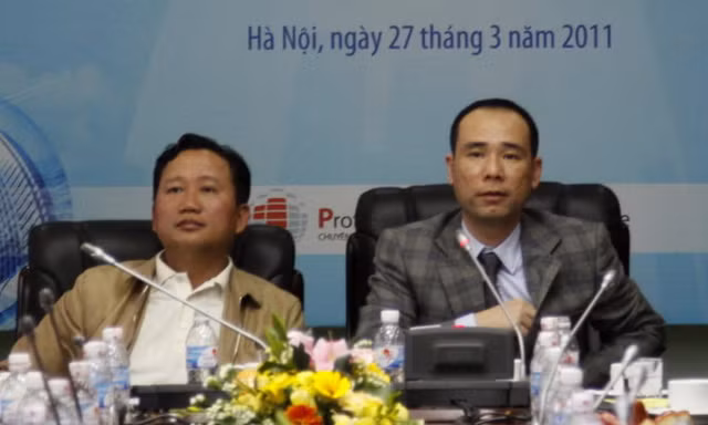 Ông Vũ Đức Thuận (trái) tại lễ động thổ công trình nhà máy Nhiệt điện Thái Bình 2. Ảnh: PVC.