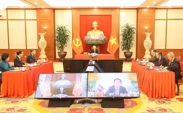 Tổng Bí thư Nguyễn Phú Trọng điện đàm với Chủ tịch Đảng Nhân dân Campuchia