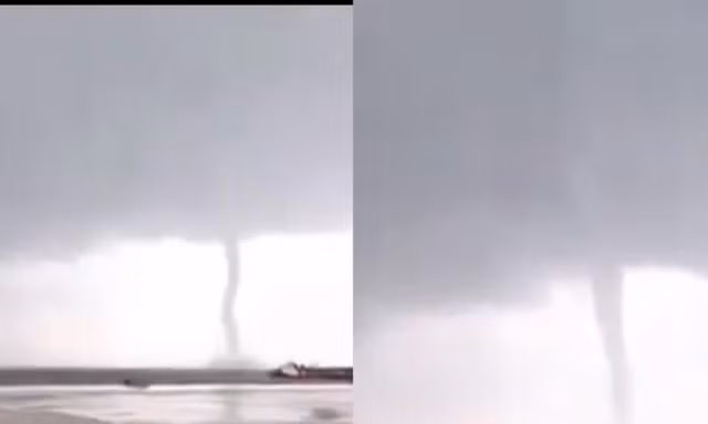 Vòi rồng cao hàng chục mét xuất hiện ở biển Vũng Áng trước giờ bão số 4 đổ bộ