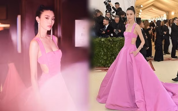Thiên thần nội y Hoa ngữ eo ‘con kiến’ với đầm cắt cúp táo bạo