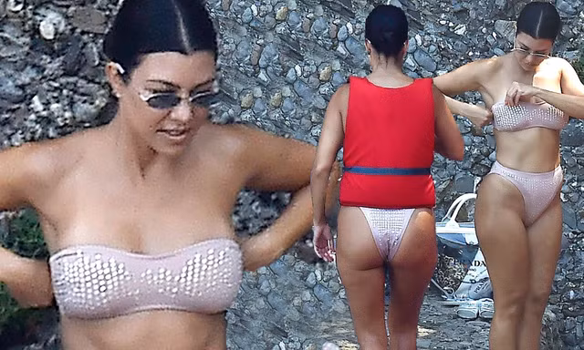 Chị cả nhà Kim Kardashian dáng tròn trịa hút mắt trên biển