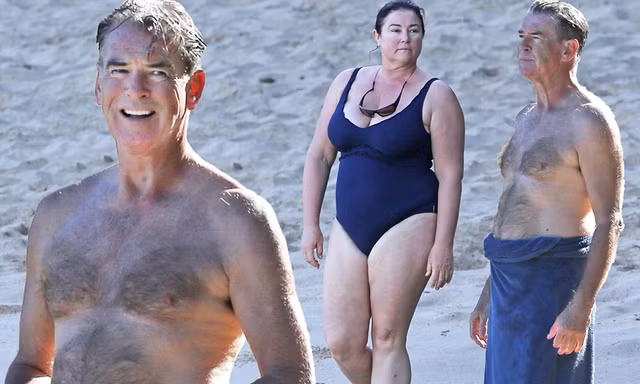'Điệp viên 007' Pierce Brosnan phong độ khi đi nghỉ ở biển cùng vợ
