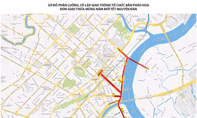 TPHCM cấm xe nhiều tuyến đường phục vụ bắn pháo hoa đêm giao thừa