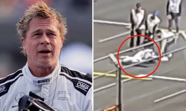 Hình ảnh Brad Pitt nằm bất động trên đường đua F1