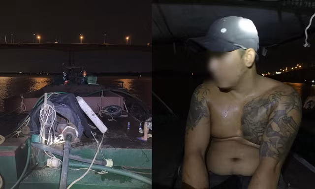  ‘Cát tặc’ mang ghe và sà lan đến hoạt động gần cầu cao tốc Long Thành - Dầu Giây