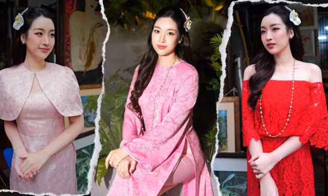 Hoa hậu Đỗ Mỹ Linh khoe nhan sắc ngày càng mặn mà với loạt áo dài cách điệu đón Tết
