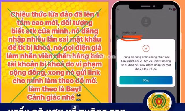 Công an TPHCM cảnh báo về thủ đoạn nhập sai mật khẩu ngân hàng để chiếm đoạt tiền 