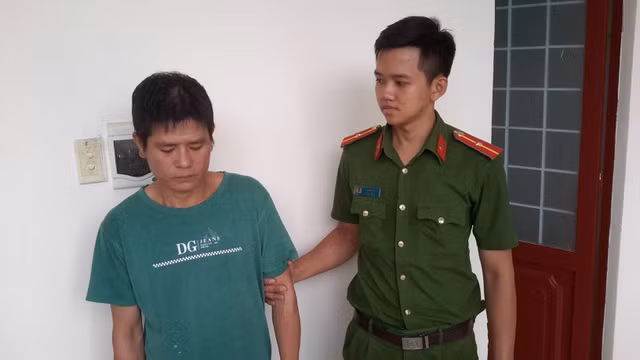Đối tượng Anh tại cơ quan công an 