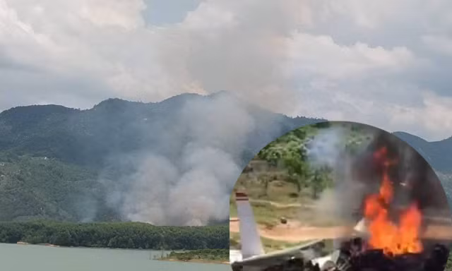 Hiện trường vụ máy bay quân sự rơi ở Khánh Hòa