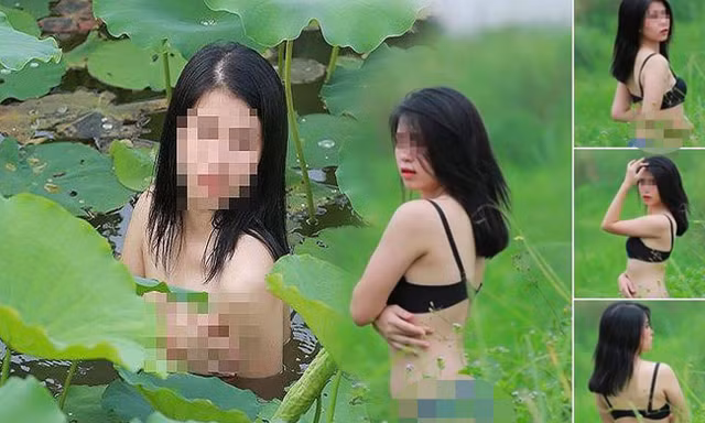 Cô gái khỏa thân ở đầm sen lại bị chỉ trích vì ảnh mặc nội y phản cảm ở đồng cỏ