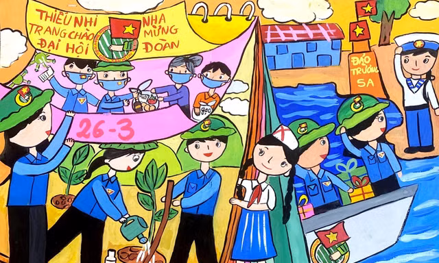 Ấn tượng tranh vẽ chào mừng Đại hội Đoàn XII 