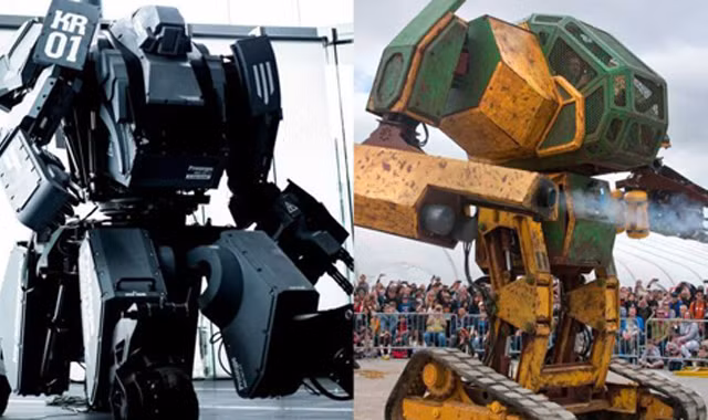 Robot của Suidobashi (trái) và robot MegaBots Mark II. Ảnh: Suidobashi Heavy Industry/MegaBots