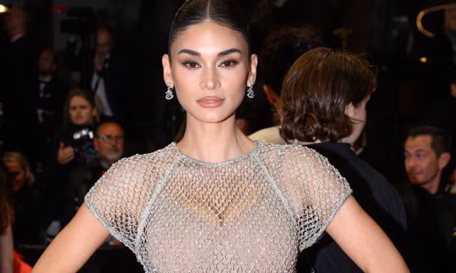 Hoa hậu Hoàn vũ diện váy lưới xuyên thấu ở Cannes