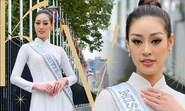 Hoa hậu Khánh Vân lần thứ 2 mặc áo dài trên đất Mỹ, thực hiện hành động ý nghĩa