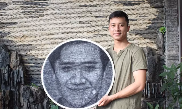 'Choáng ngợp' trước tranh vẽ người nổi tiếng bằng đinh và sợi chỉ của 'nam thần 9X'
