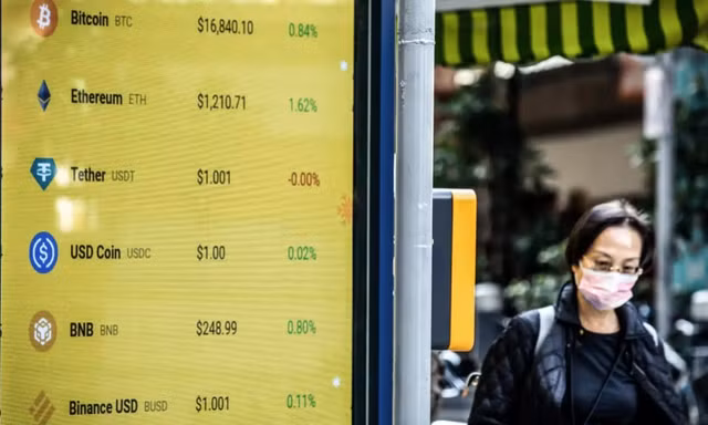 Giá các đồng tiền số quy đổi sang đôla ở Hong Kong ngày 21/12/2022ảnh: Getty