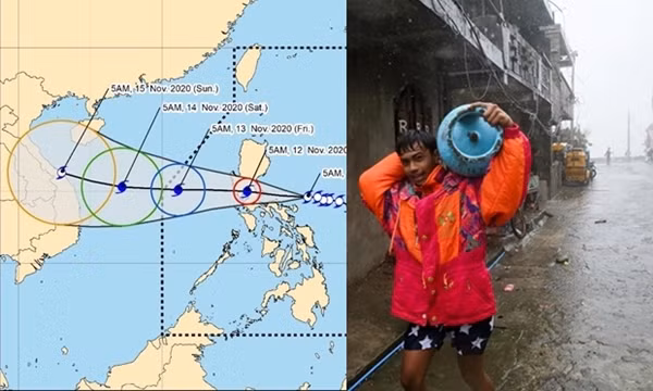 Bão VAMCO mạnh lên khiến Philippines lại phải sơ tán dân, dự báo vào Việt Nam ngày 15/11