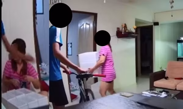 Singapore: Phẫn nộ trước clip con trai mới lớn đánh và tát mẹ do không cho tiền