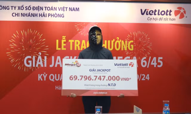 Người đàn ông trúng Vietlott gần 70 tỷ, lớn nhất Hải Phòng