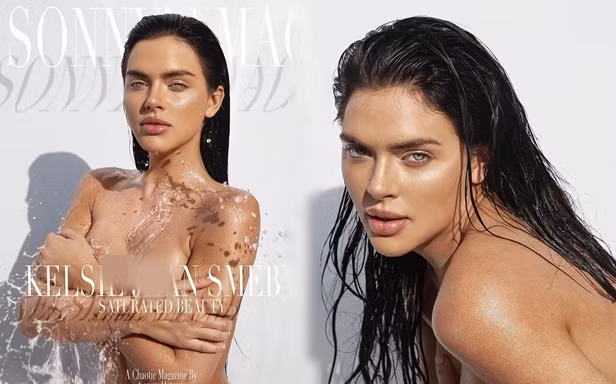 Mỹ nhân lai Kelsie Jean Smeby hững hờ che ngực trần