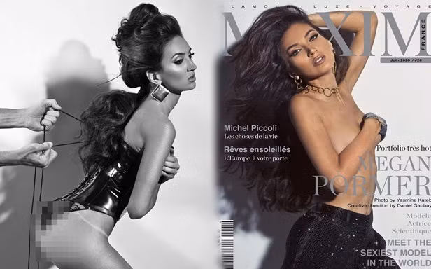Người đẹp 9x Megan Pormer hững hờ che ngực trần trên bìa Maxim