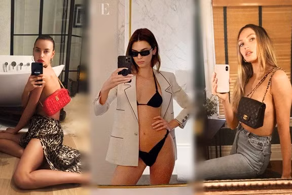 Irina Shayk, Kendall Jenner và dàn 'chân dài' selfie với túi xách che ngực