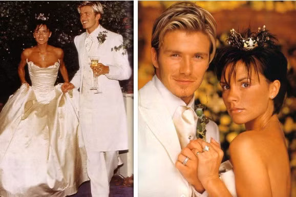 David và Victoria Beckham trong đám cưới vào ngày 4/7/1999.