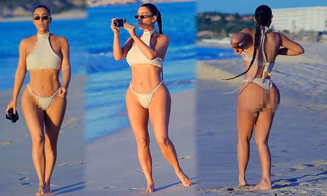 Kim Kardashian khoe ‘siêu vòng ba’ với bikini hai mảnh, lộ vùng nhạy cảm