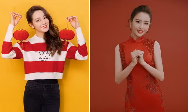 Địch Lệ Nhiệt Ba tươi trẻ, Đồng Lệ Á đẹp ‘nín thở’ chúc Tết người hâm mộ