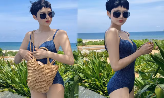 Hậu khoe eo bé xíu, Hiền Hồ tiếp tục phô vòng một căng đầy với đồ bơi 2 dây