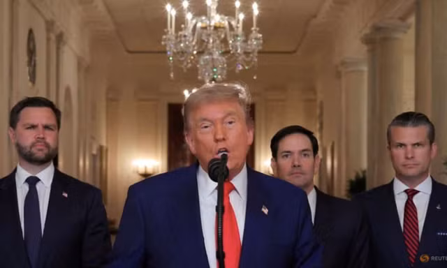 Tổng thống Mỹ Donald Trump phát biểu từ Nhà Trắng ngày 21/6, sau khi Mỹ ném bom các cơ sở hạt nhân Iran. (Ảnh: Reuters)