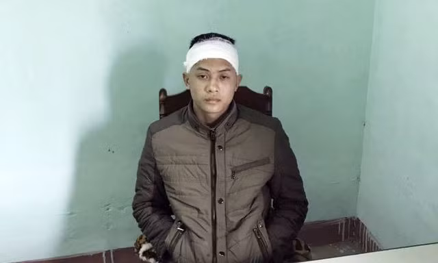Đối tượng Hòa tại cơ quan điều tra.