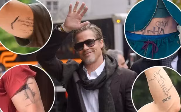 Nhiều hình xăm trên cơ thể Brad Pitt liên quan đến Angelina Jolie