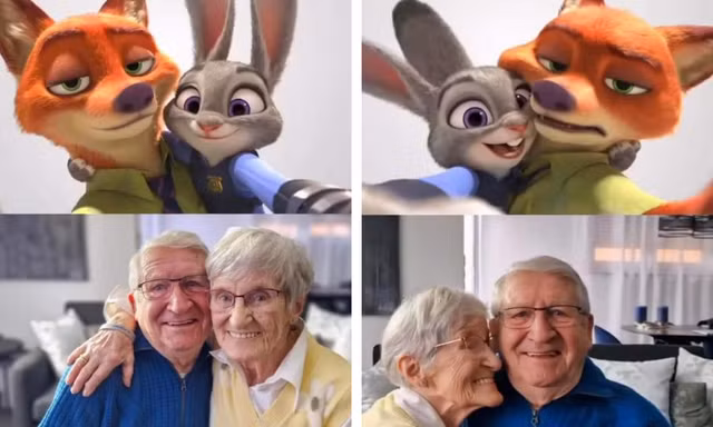 Ông bà cụ chụp ảnh kỷ niệm 61 năm ngày cưới theo trend "Zootopia"