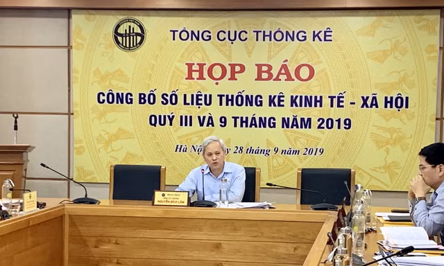 Tổng cục trưởng Tổng cục Thống kê Nguyễn Bích Lâm tại buổi công bố báo cáo. Ảnh:VGP