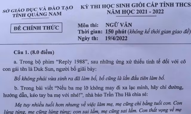 Bạn trẻ sôi nổi nói về đề thi Ngữ Văn ở Quảng Nam 'sự thấu hiểu của con cái với cha mẹ'