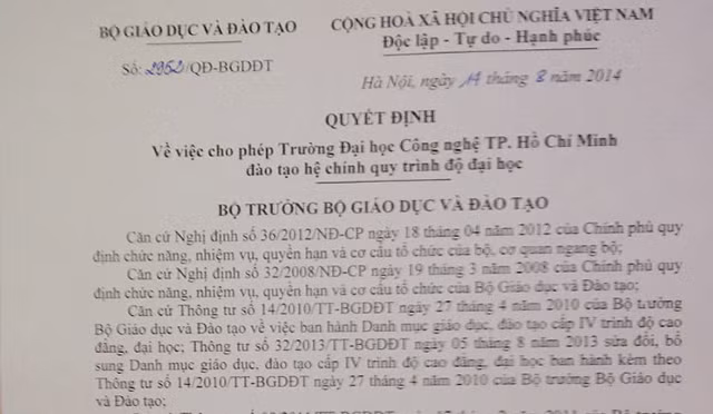 Đại học Công nghệ TPHCM được tuyển sinh thêm 4 ngành mới