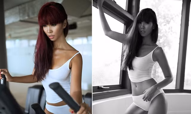 Hà Anh mặc nội y nóng bỏng trong phòng tập gym