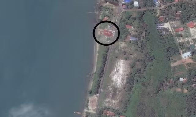 Tòa nhà mới hoàn thành vào ngày 21 tháng 5 năm 2021, phía bắc của căn cứ Ream. Ảnh: Sáng kiến ​​Minh bạch Hàng hải Châu Á / Maxar
