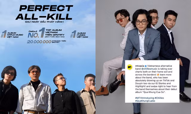 Chillies đạt “Perfect All-kill” ở các nền tảng nhạc số, xuất hiện trên Instagram MTV ASIA