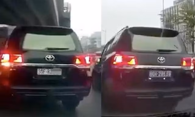 Land Cruiser 'hô biến' biển số trắng thành xanh trong vài giây